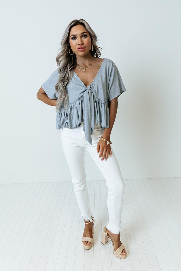 Sweet On Me Front Tie Top In Airy Blue Product Image
