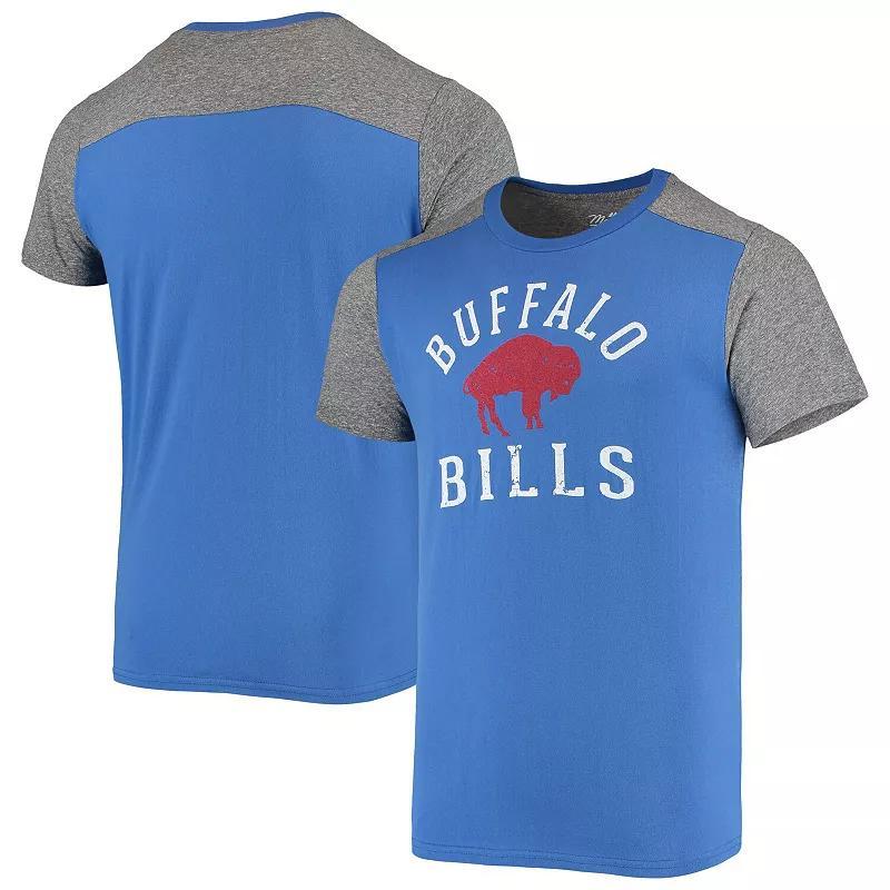 Men's Majestic Threads Royal/Heathered Gray Buffalo Bills Gridiron Classics Field Goal Slub T-Shirt, Size: Large, Blue Product Image
