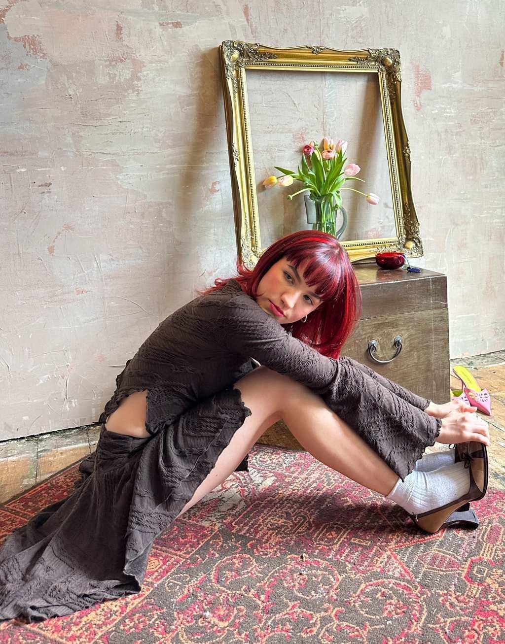 Labelrail x Lara Adkins layered jersey hanky hem mini skirt Product Image