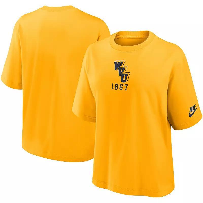 Women's Nike Gold West Virginia Mountaineers Boxy Legacy Established T-Shirt, Size: Large Product Image