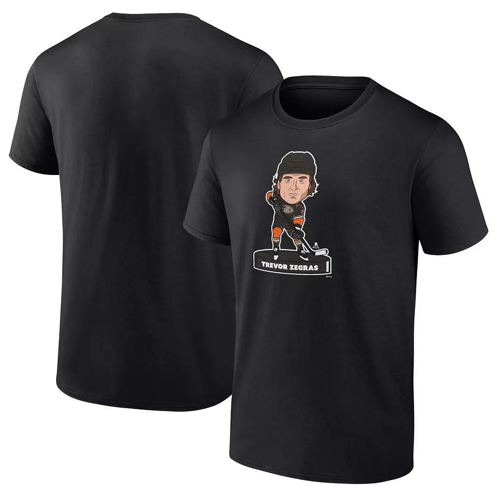 Men's Fanatics Branded Trevor Zegras Black Anaheim Ducks Player Bobblehead T-Shirt, Size: Large, Dks Black Product Image