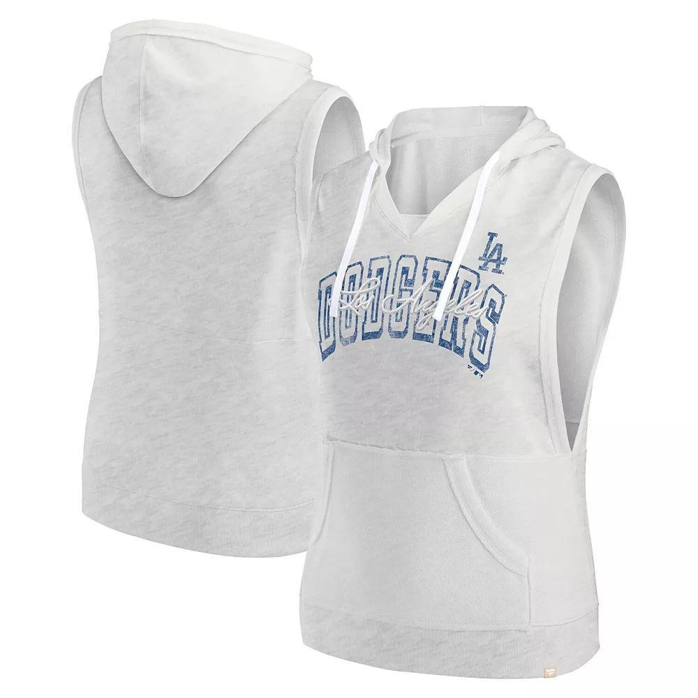 Women's Fanatics Branded Ash Los Angeles Dodgers Lounge Script Sleeveless Pullover Hoodie, Size: Large, Black Product Image