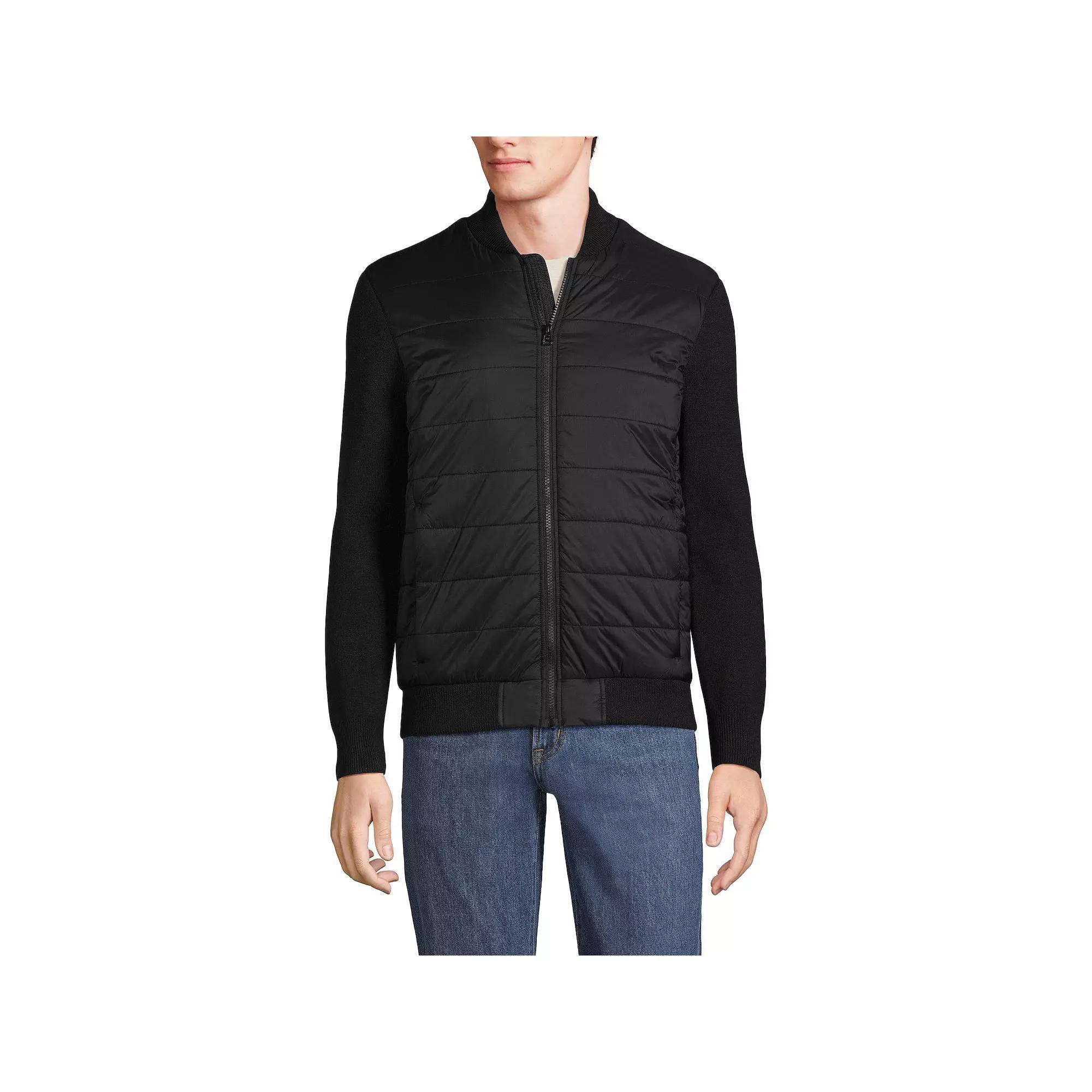 Men's Lands' End Insulated Sweater Jacket, Size: Small, Black Product Image