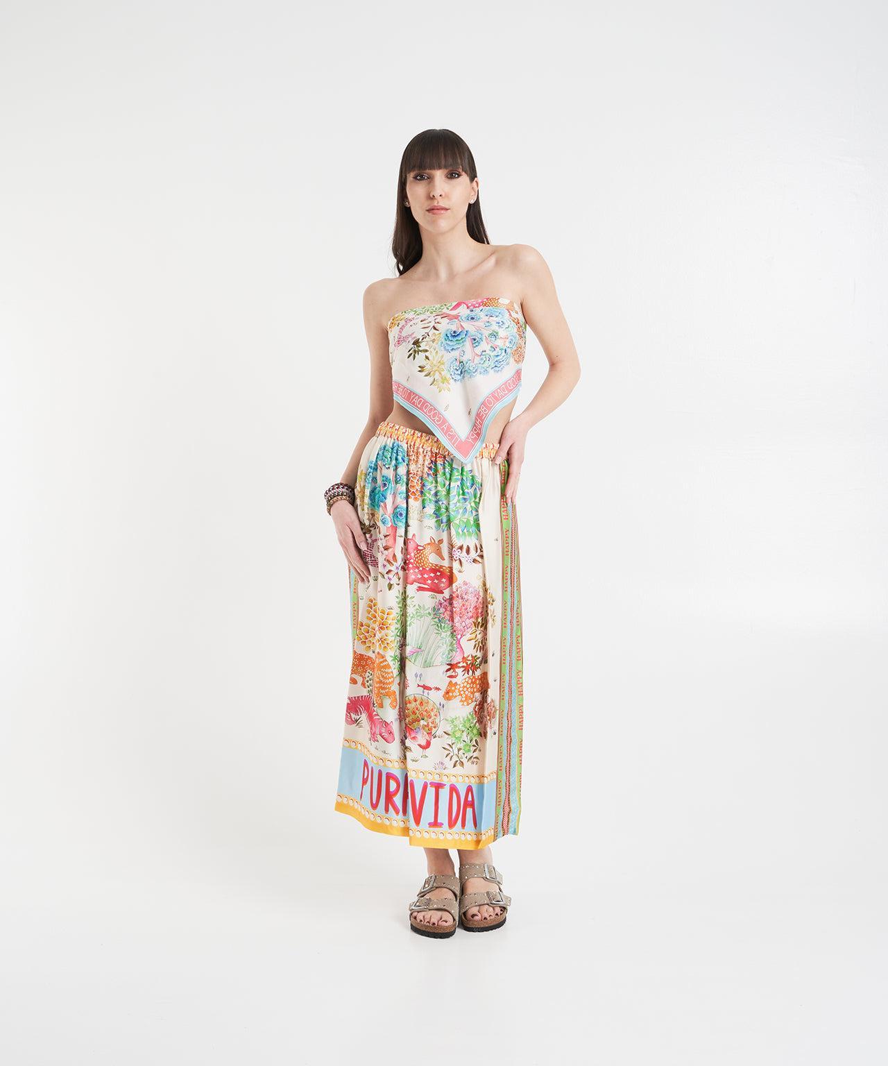 Satin skirt with print Product Image