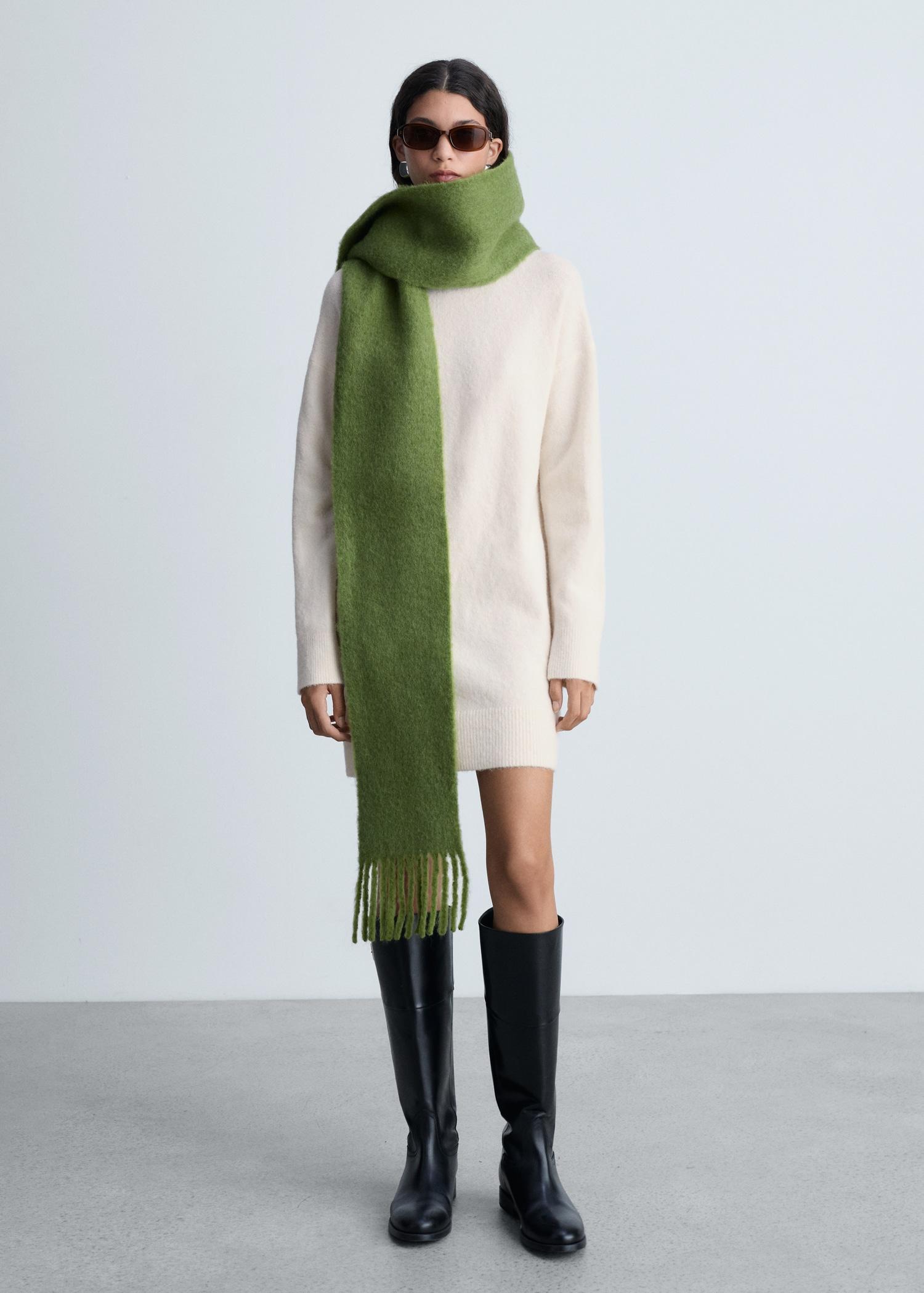 Short knitted turtleneck dress - Women | MANGO USA Product Image