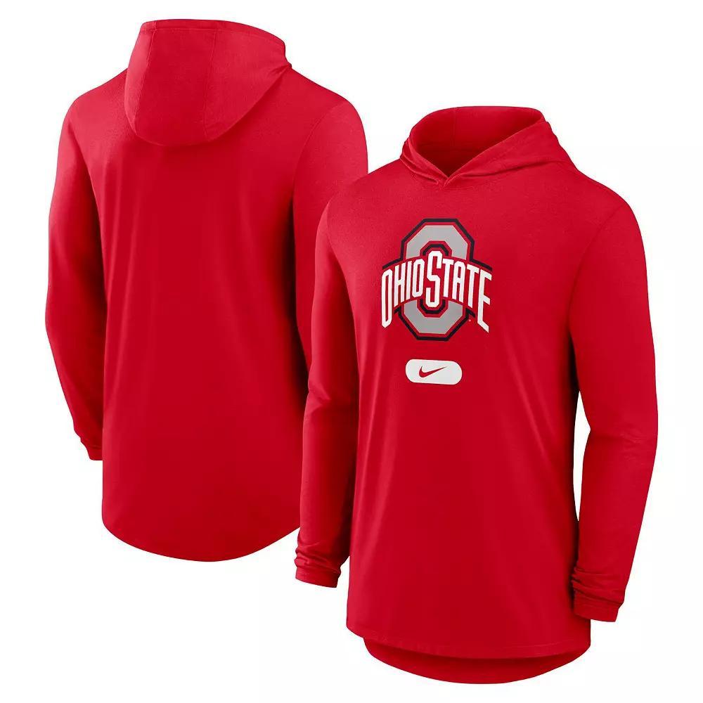 Men's Nike Scarlet Ohio State Buckeyes Lightweight Performance Long Sleeve Hoodie T-Shirt, Size: Small, Red Product Image
