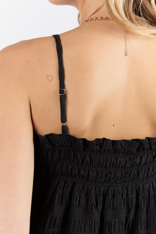 Tidal Tango Black Textured Shift Romper Dress FINAL SALE Product Image