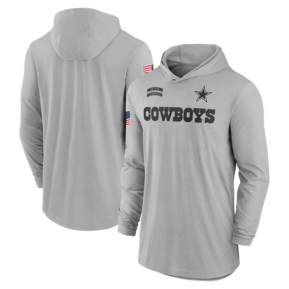 Men's Nike Gray Dallas Cowboys 2024 Salute to Service Lightweight Performance Long Sleeve Hooded T-Shirt, Size: Small, Grey Product Image