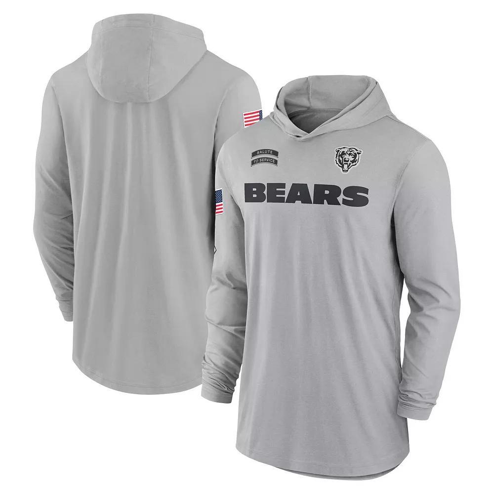Men's Nike Gray Philadelphia Eagles 2024 Salute to Service Lightweight Performance Long Sleeve Hooded T-Shirt, Size: 4XL, Grey Product Image