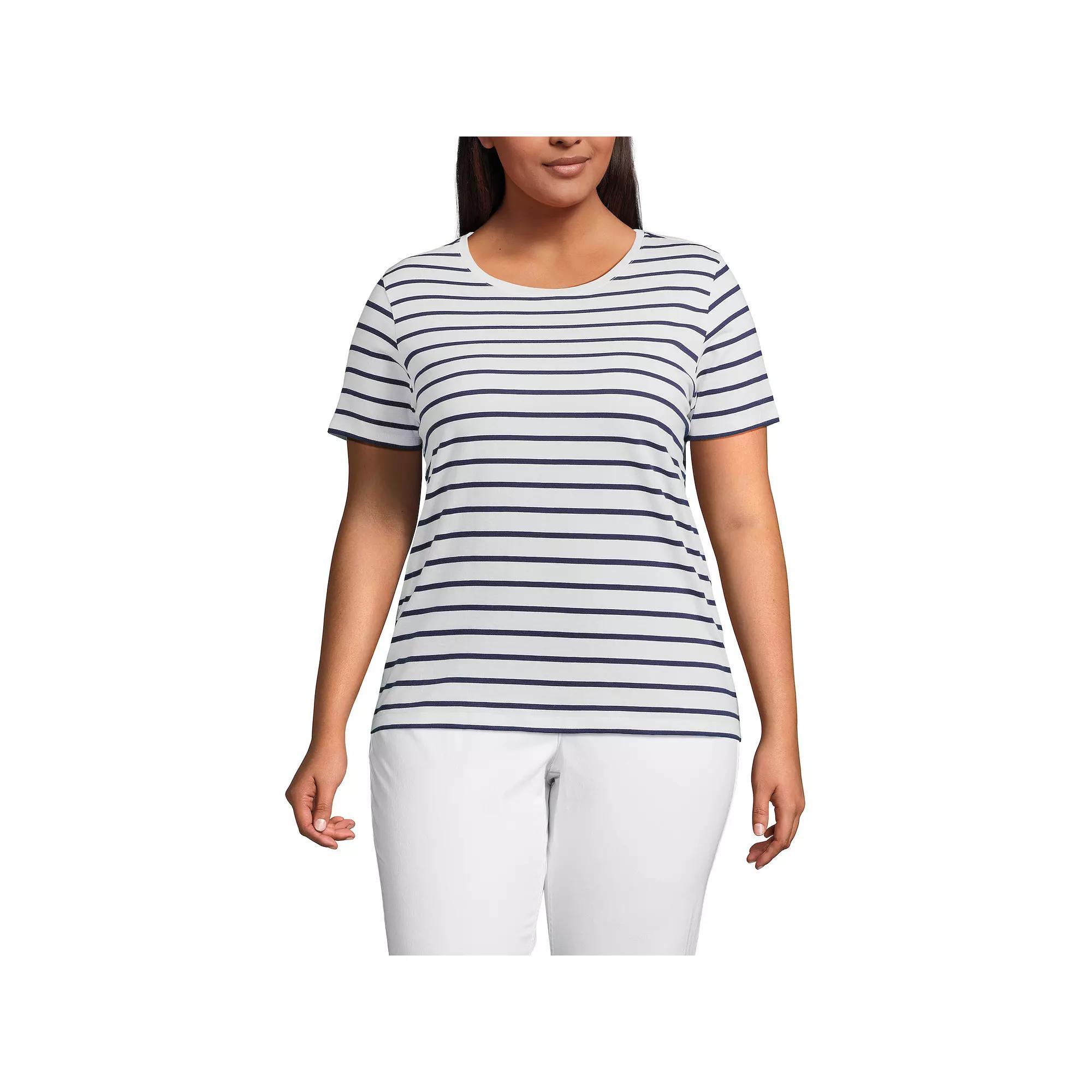 Plus Size Lands' End Relaxed Supima Cotton Crewneck Tee, Women's, Size: 1XL, Pale Yellow Product Image