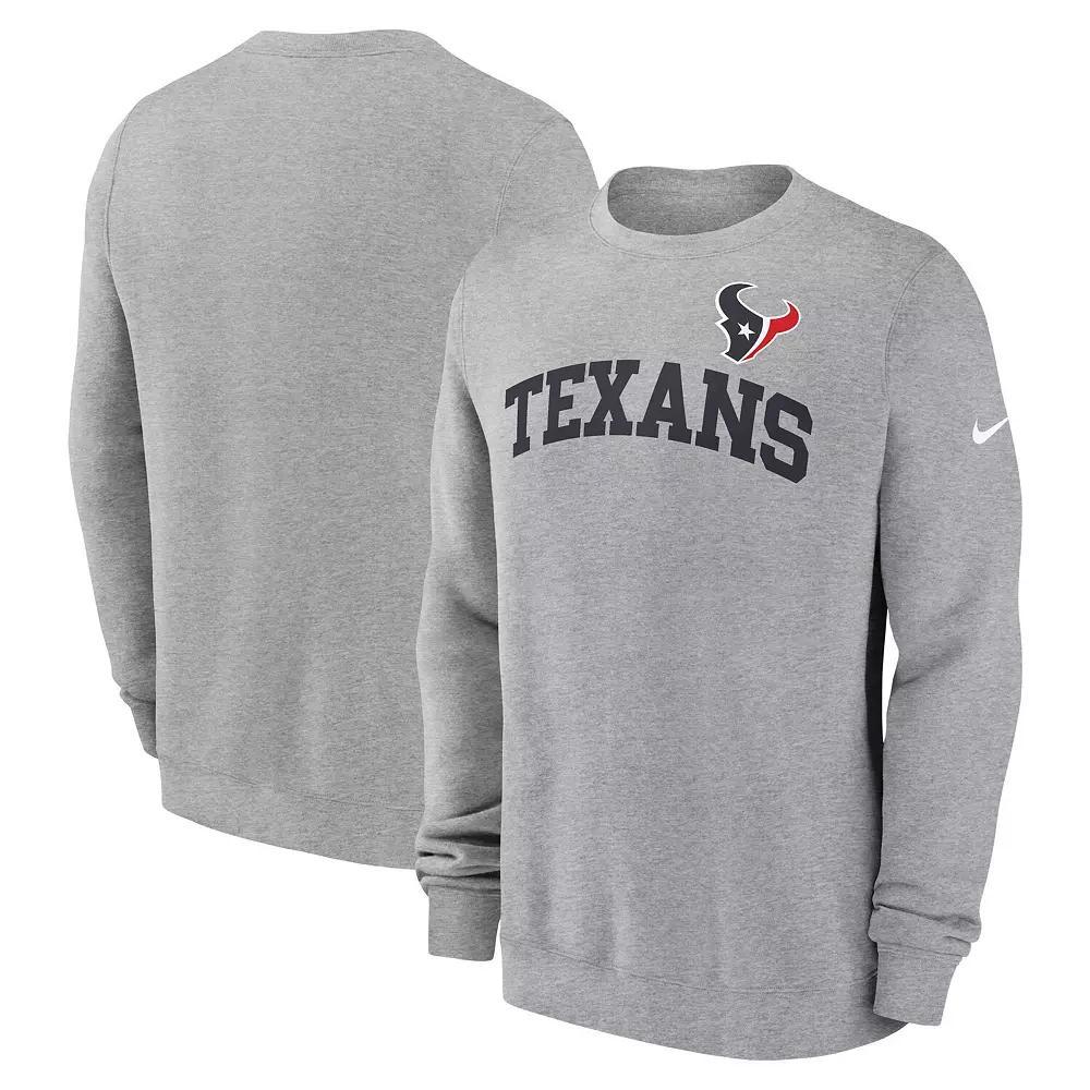 Men's Nike Heather Gray Houston Texans Club Pullover Sweatshirt, Size: Medium, Grey Product Image