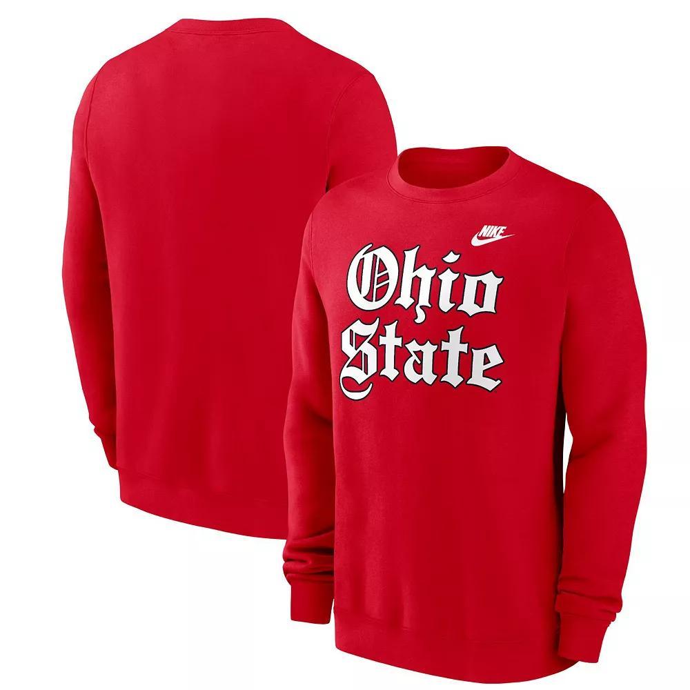 Men's Nike Scarlet Ohio State Buckeyes Old English Fleece Sweatshirt, Size: Small, Red Product Image