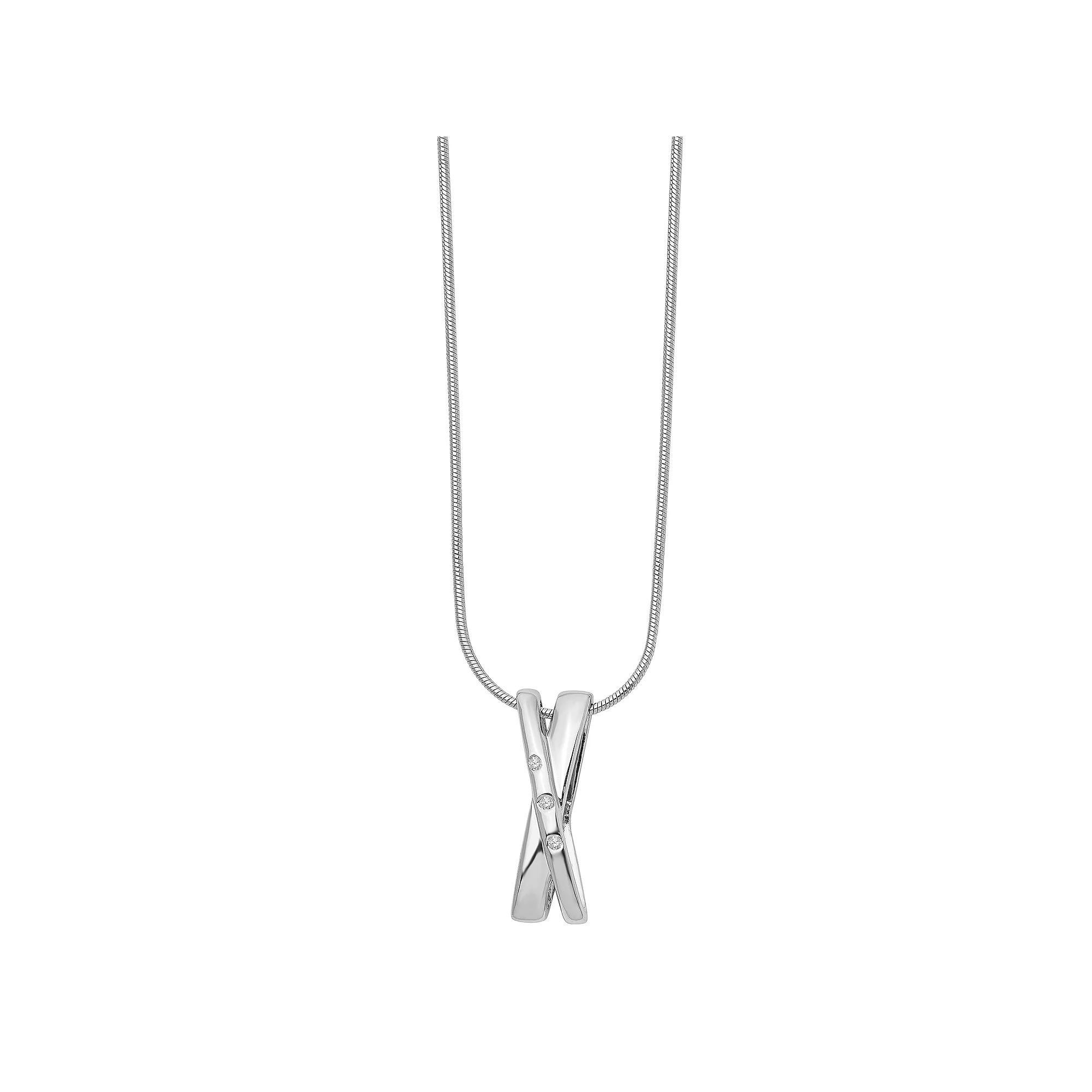 White Ice Sterling Silver Diamond Accent Crossover Necklace, Women's, Size: 18" Product Image