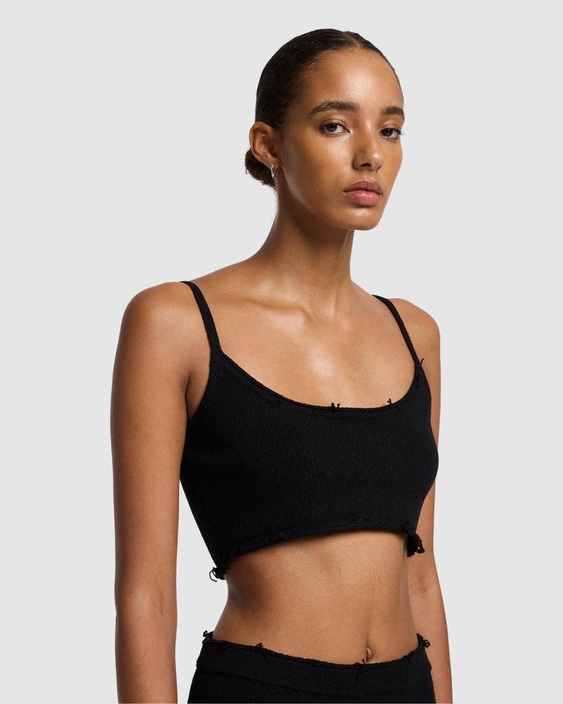 Distressed Knit Cropped Tank Product Image