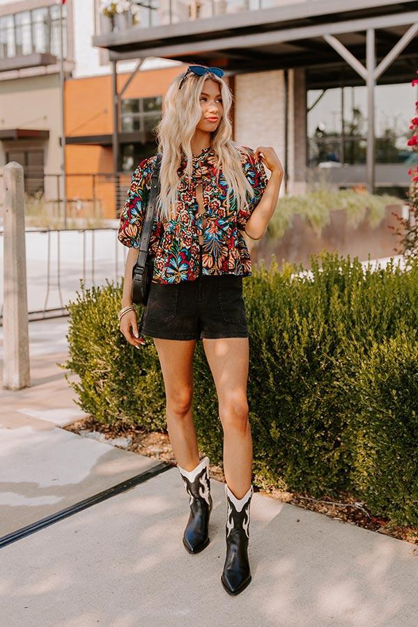 The Cora High Waist Shorts in Black Product Image