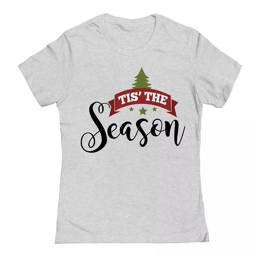 Junior's Christmas Tis Season Graphic Tee, Women's, Size: Medium, Grey Gray Product Image