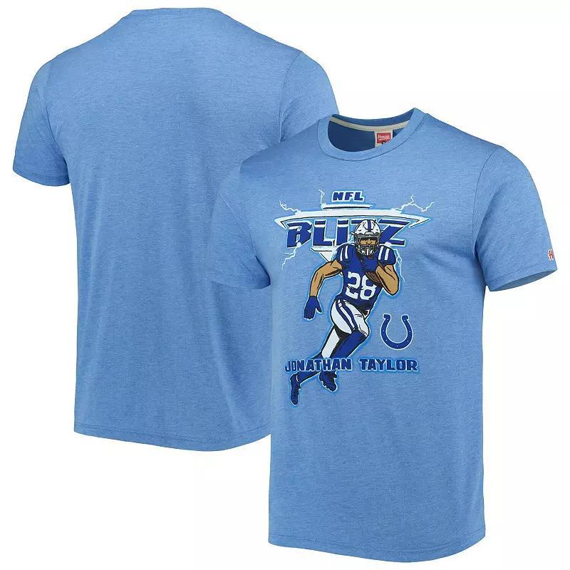Mens Homage Jonathan Taylor Heathered Heather Royal Indianapolis Colts NFL Blitz Player Tri-Blend T-Shirt Product Image