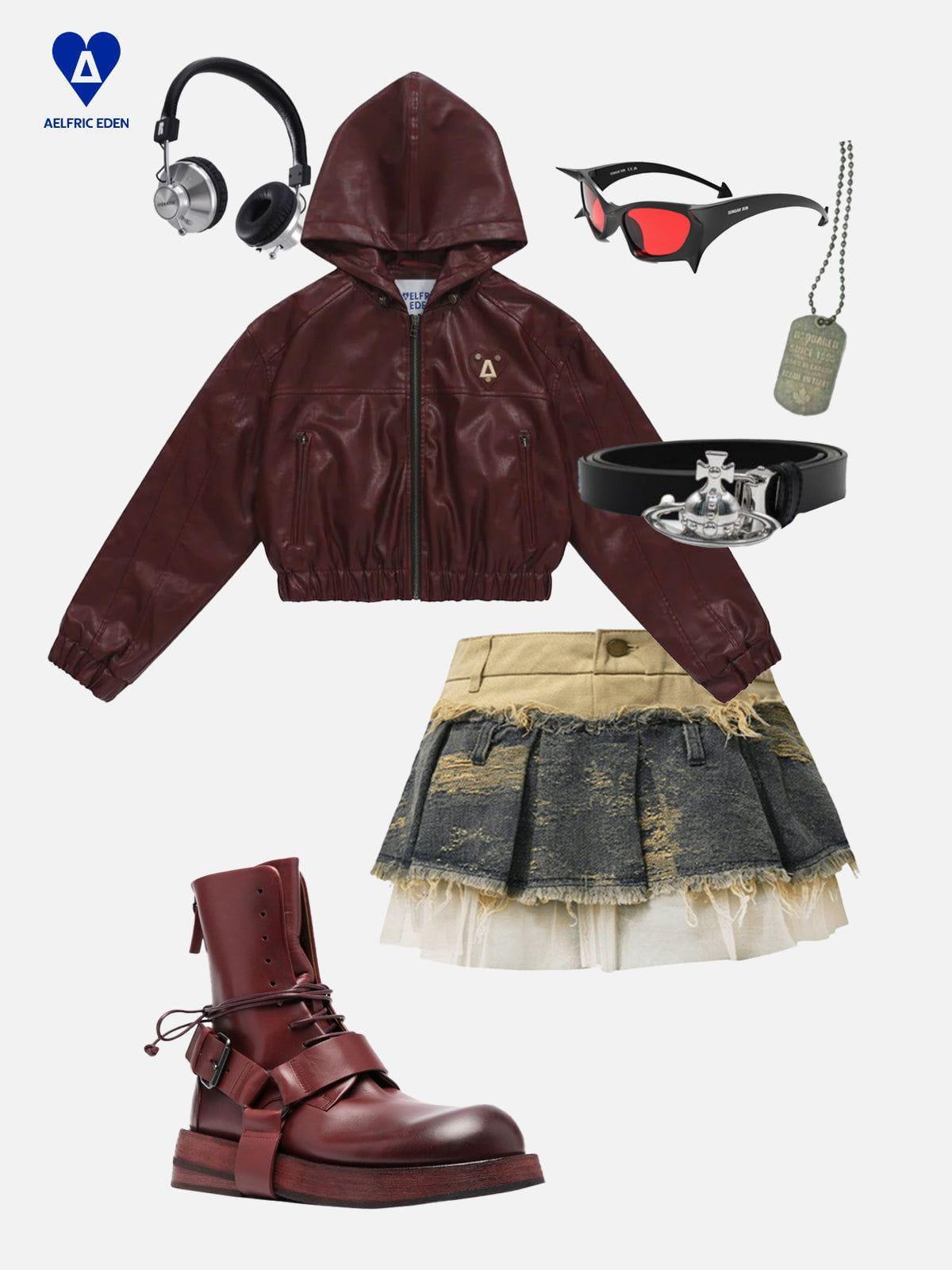 Aelfric Eden Fringe Patchwork Denim Skirt Female Product Image