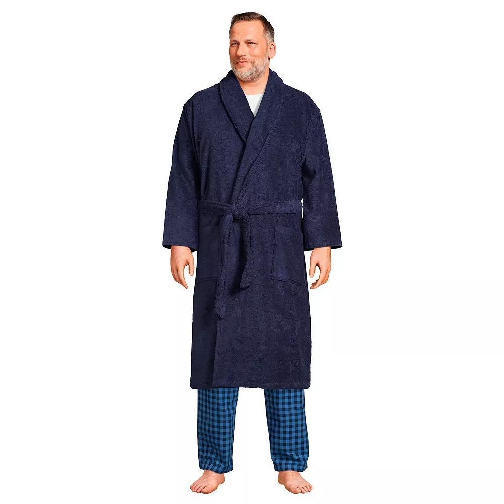 Big & Tall Lands' End Calf-Length Turkish Terry Robe, Men's, Size: 3XB, Deep  Blue Product Image