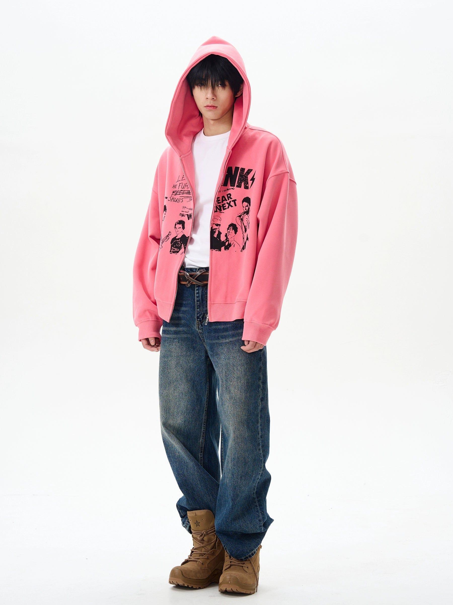 RT No. 12307 PUNK GRAPHIC ZIP-UP HOODIE Product Image