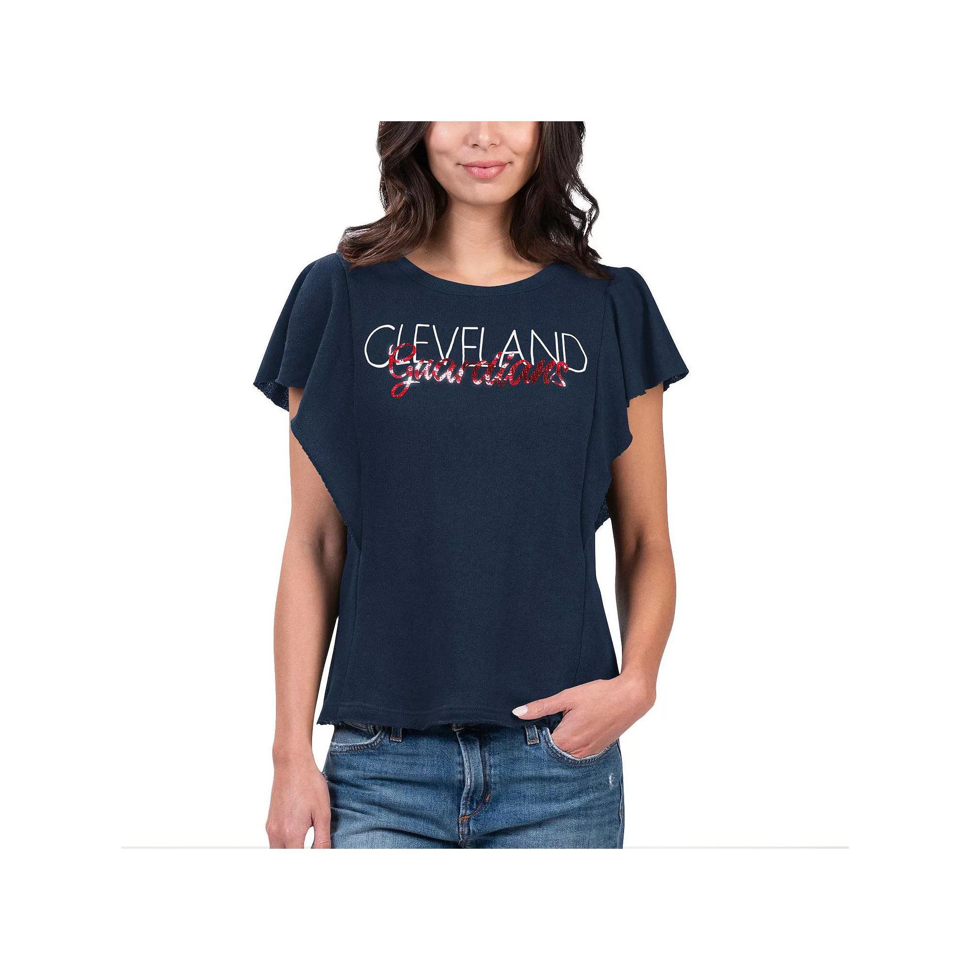 Women's G-III 4Her by Carl Banks Navy Cleveland Guardians Crowd Wave T-Shirt, Size: Large, Grd Blue Product Image
