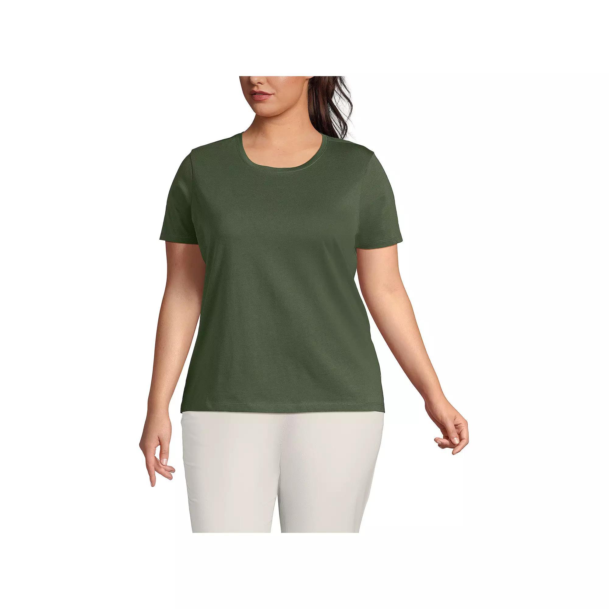 Plus Size Lands' End Relaxed Supima Cotton Crewneck Tee, Women's, Size: 1XL, Pale Yellow Product Image
