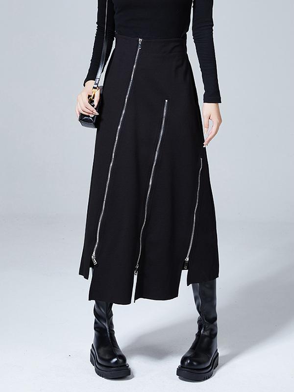 Fashion A-Line Irregularity Zipper Bodycon Skirts Product Image
