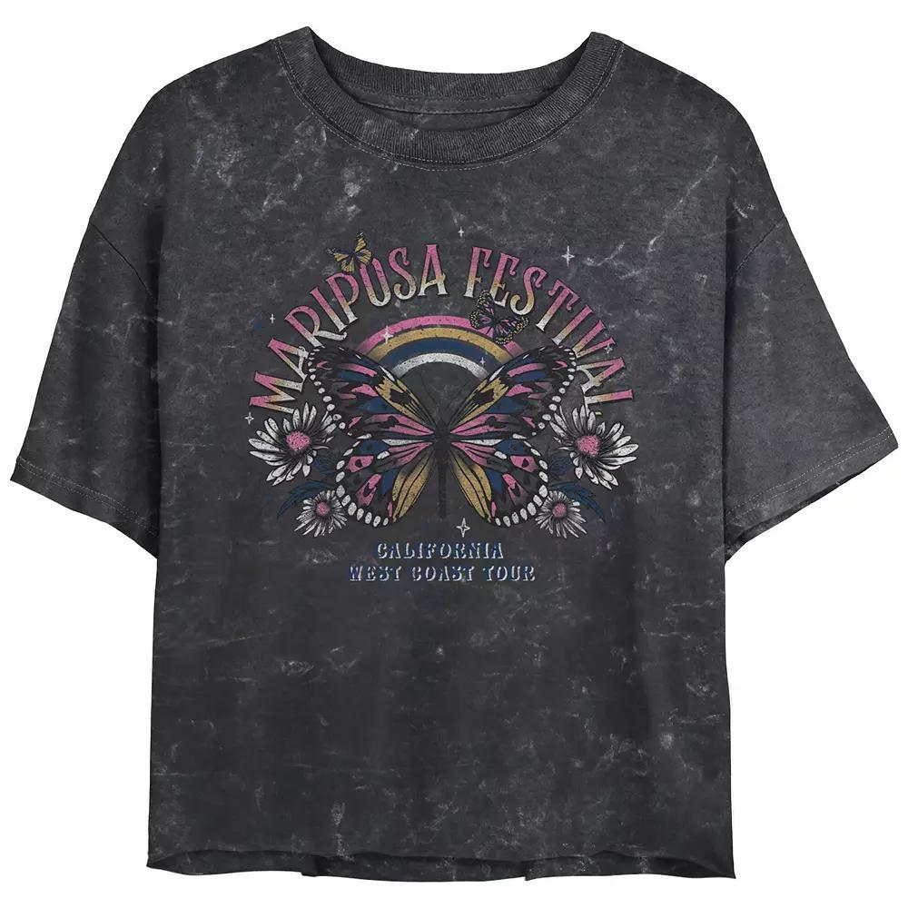 Juniors' Mariposa Festival Poster Cropped Graphic Tee, Women's, Size: XXL, Black Product Image