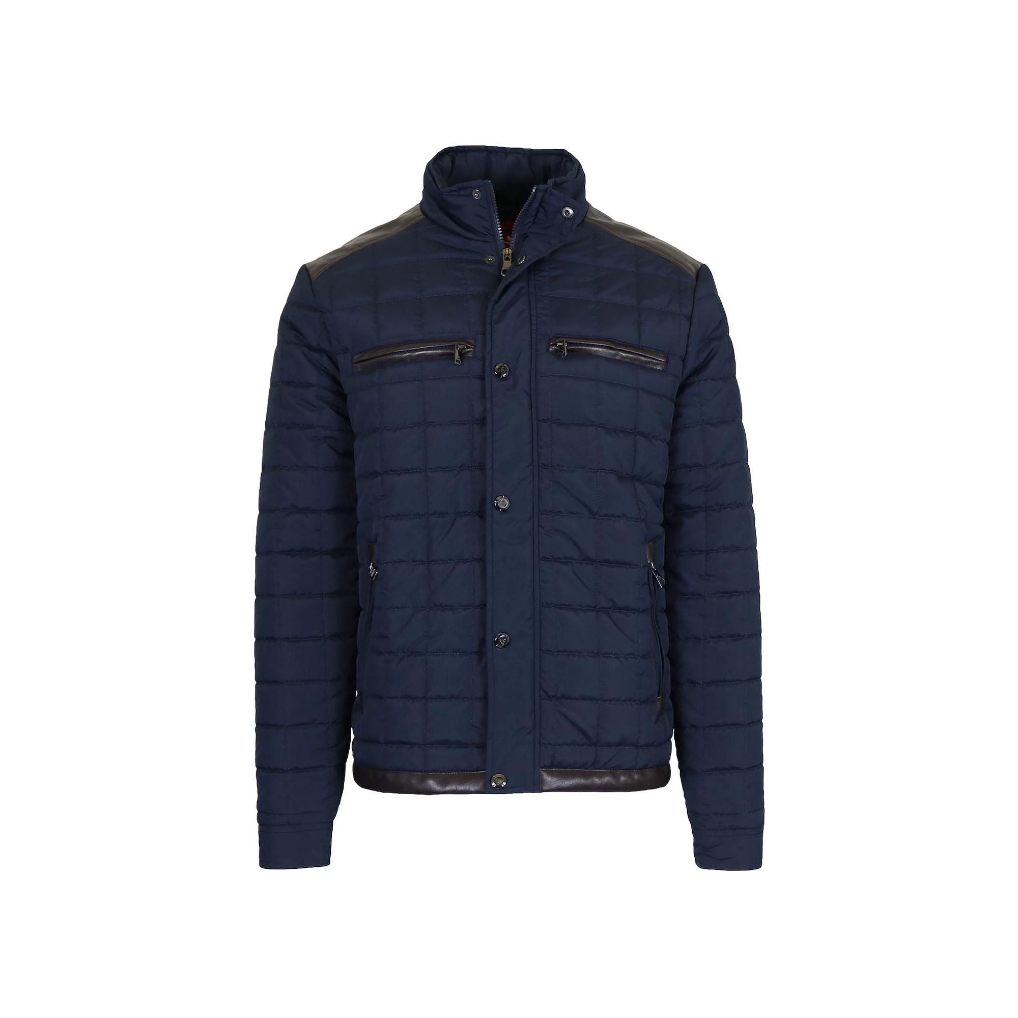Men's Spire by Galaxy Lightweight Quilted Jacket with Synthetic Trim Design, Size: XL, Blue Product Image