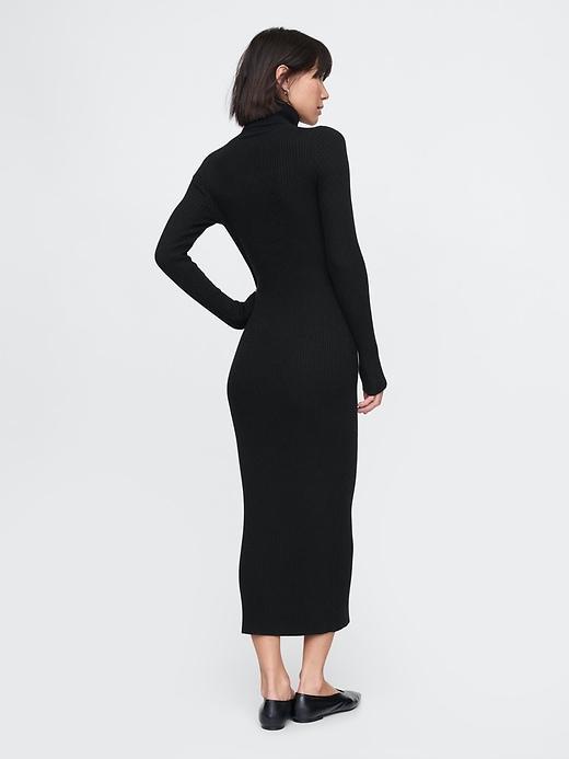Turtleneck Rib Midi Sweater Dress Product Image