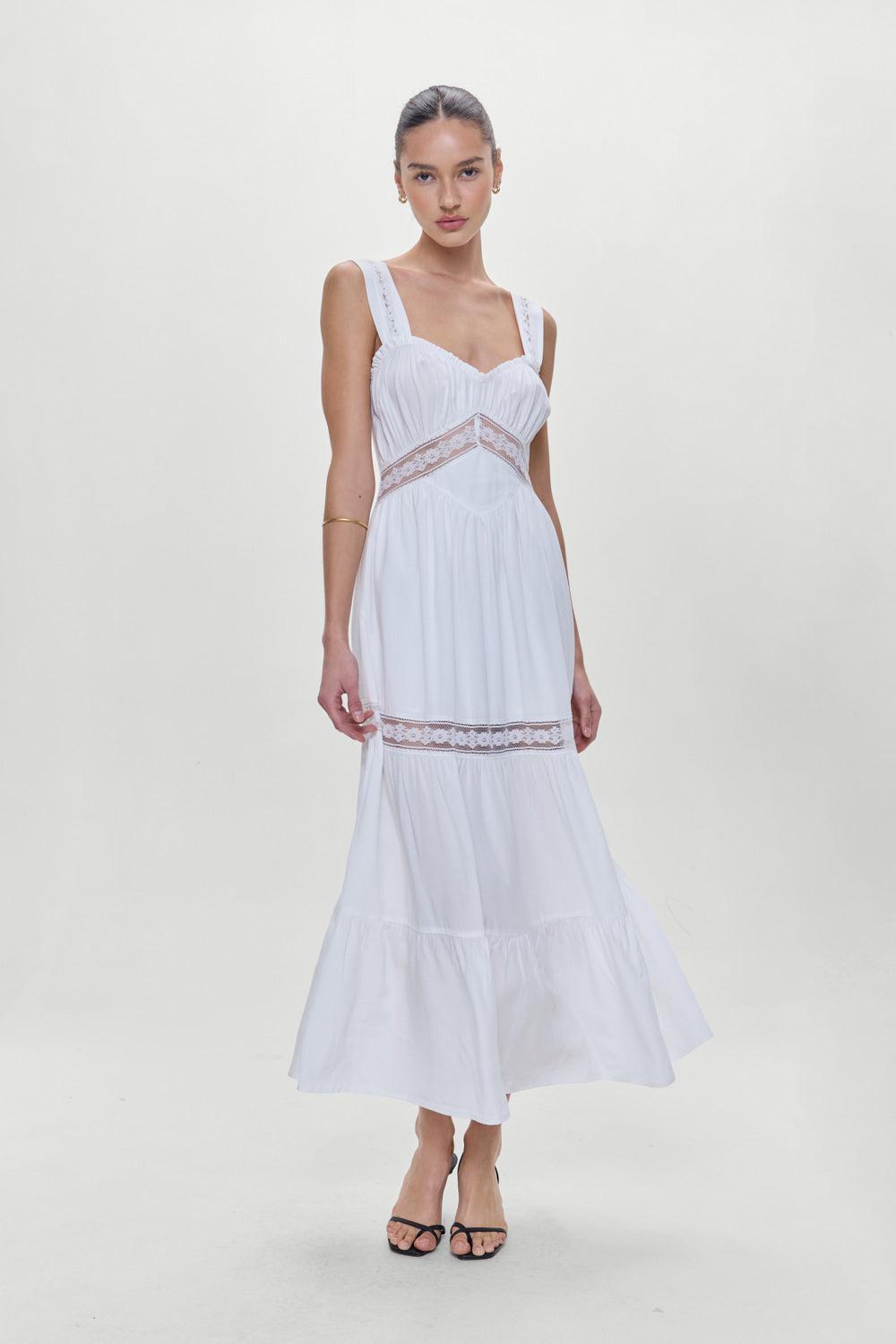 Eden Ruffle Maxi Dress - White Product Image