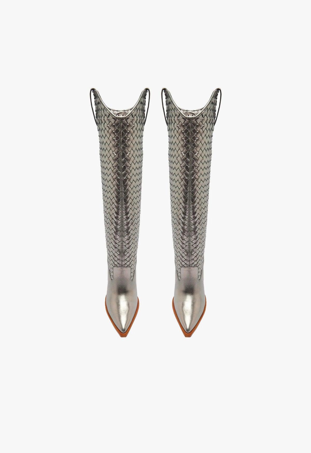 Ella Woven Metallic Leather Boot Product Image