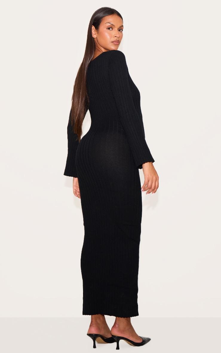 Maternity Black Knitted Scoop Neck Midaxi Dress Product Image