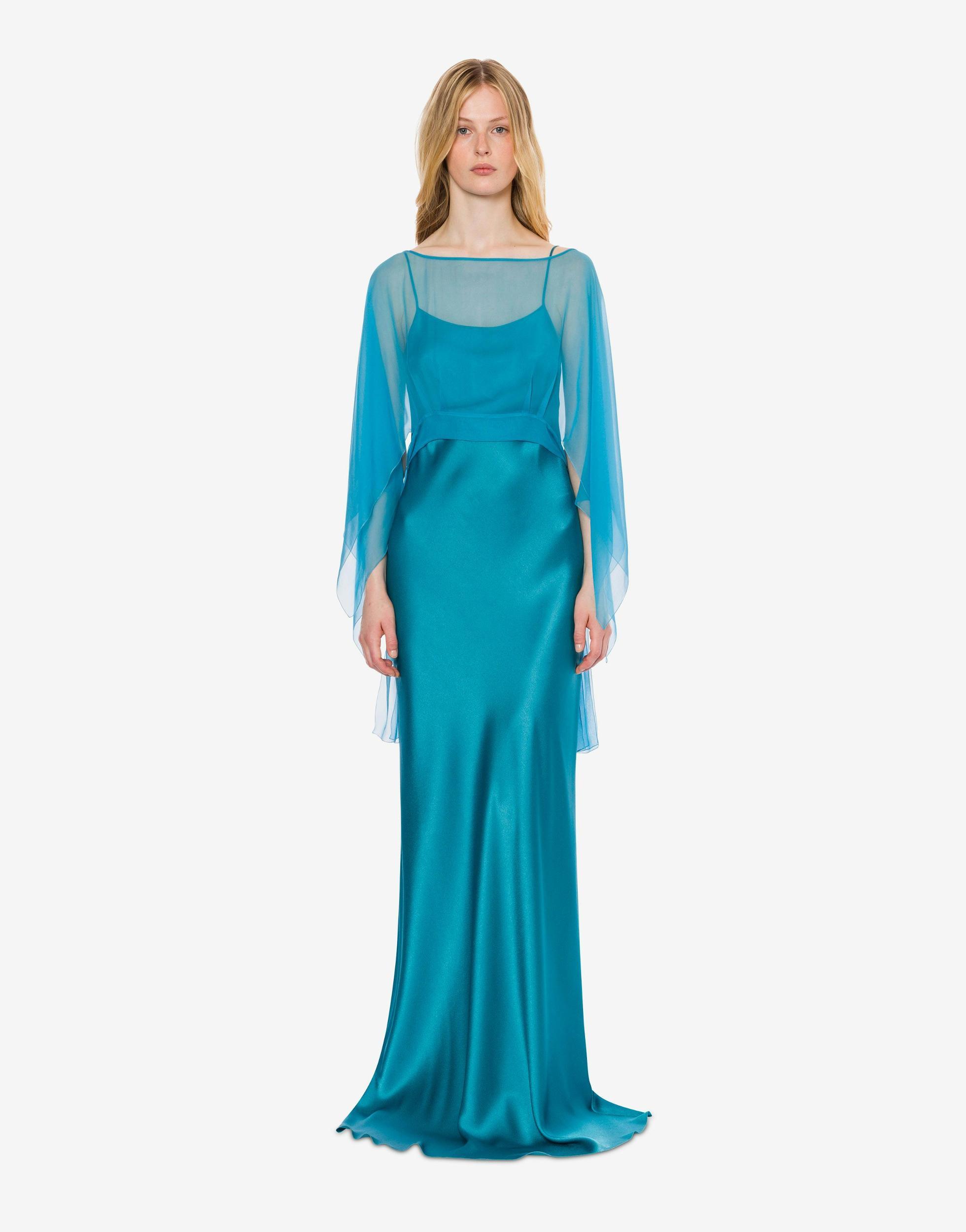 Satin and chiffon long dress Product Image
