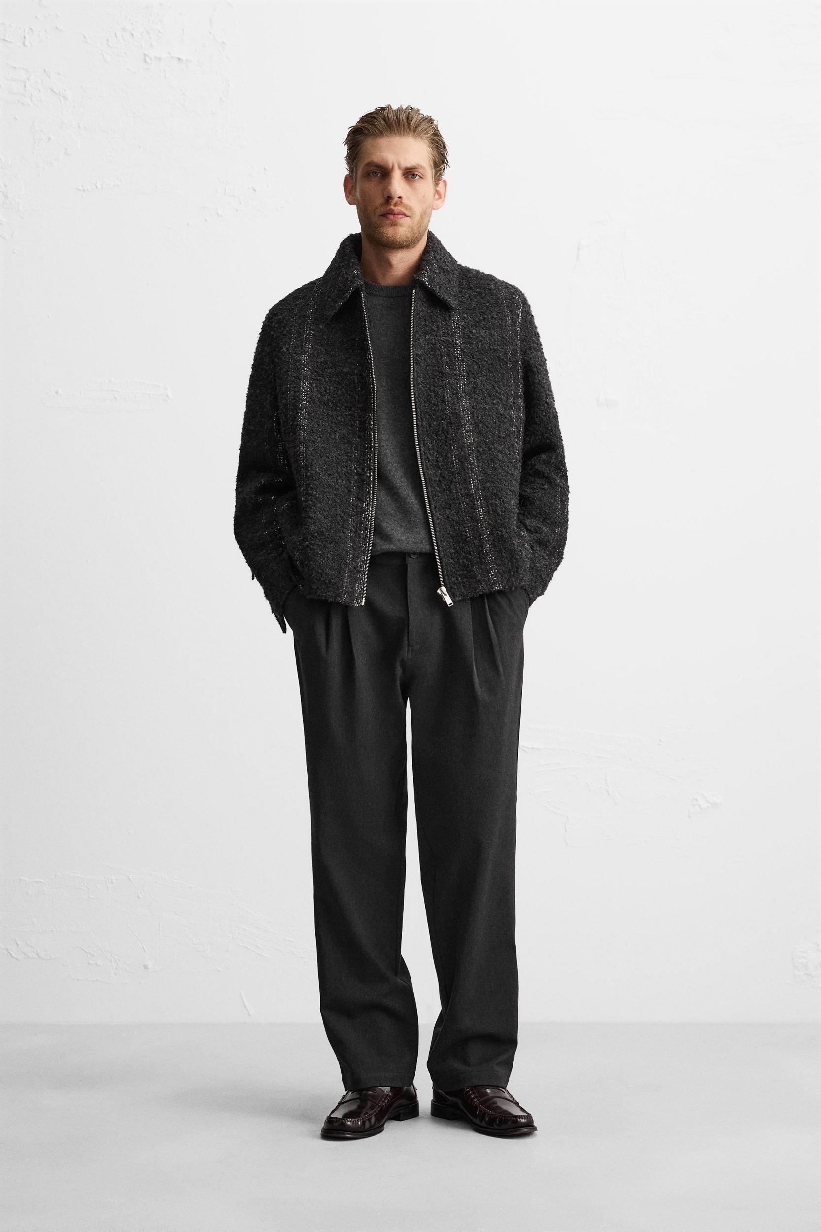 STRIPED TEXTURED OVERSHIRT Product Image