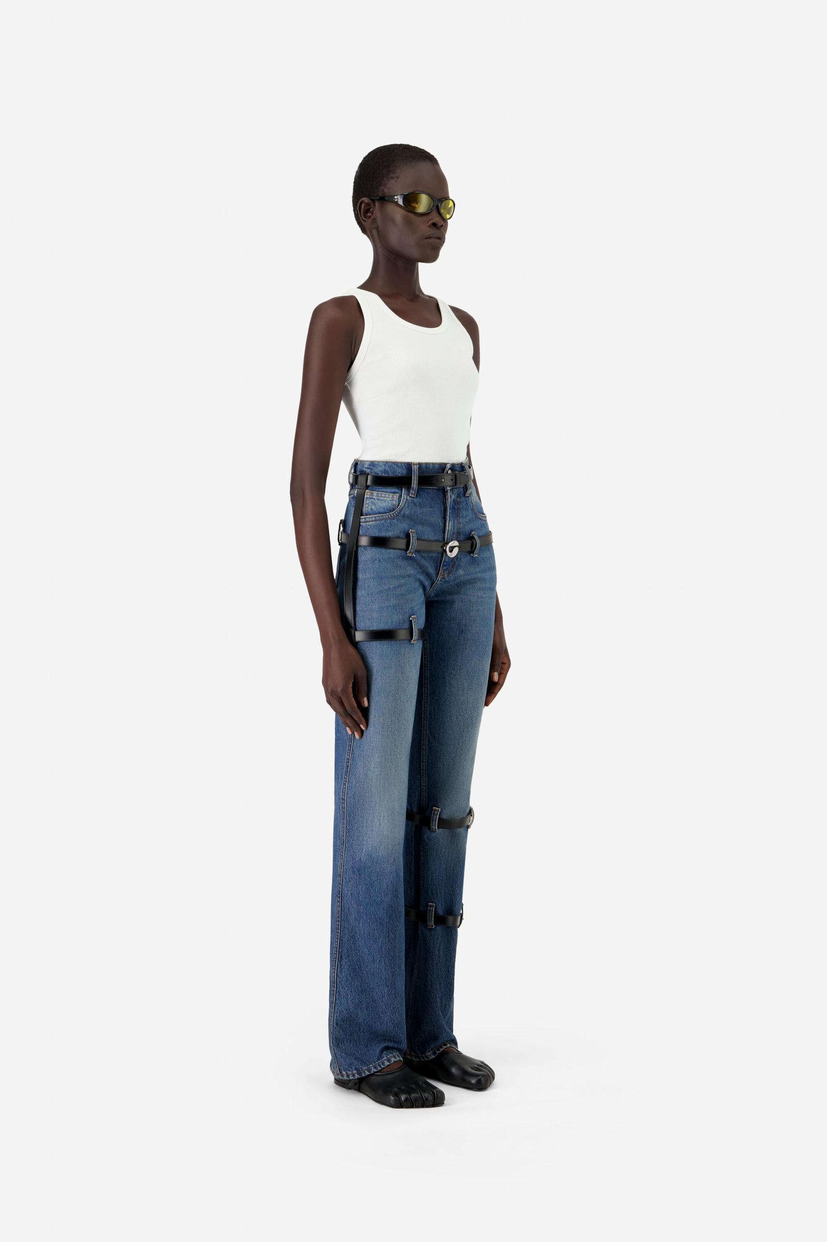 Multi Belt Denim Pants Product Image
