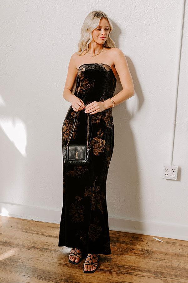 Charmed Moments Velvet Floral Maxi Dress Product Image