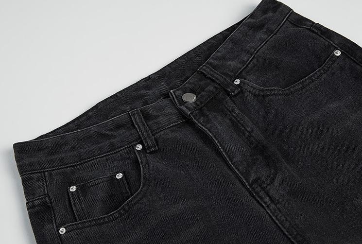 RT No. 3155 WASHED BLACK WIDE STRAIGHT PANTS Product Image