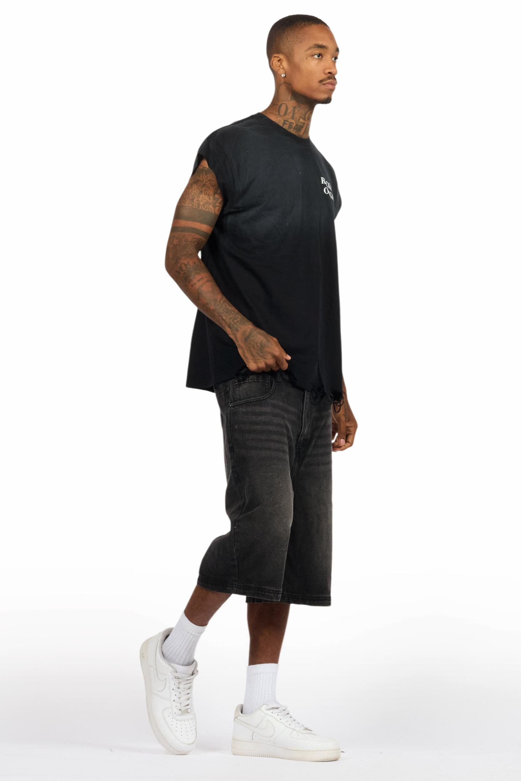 Drako Black Muscle Tee/Denim Jort Set Male Product Image