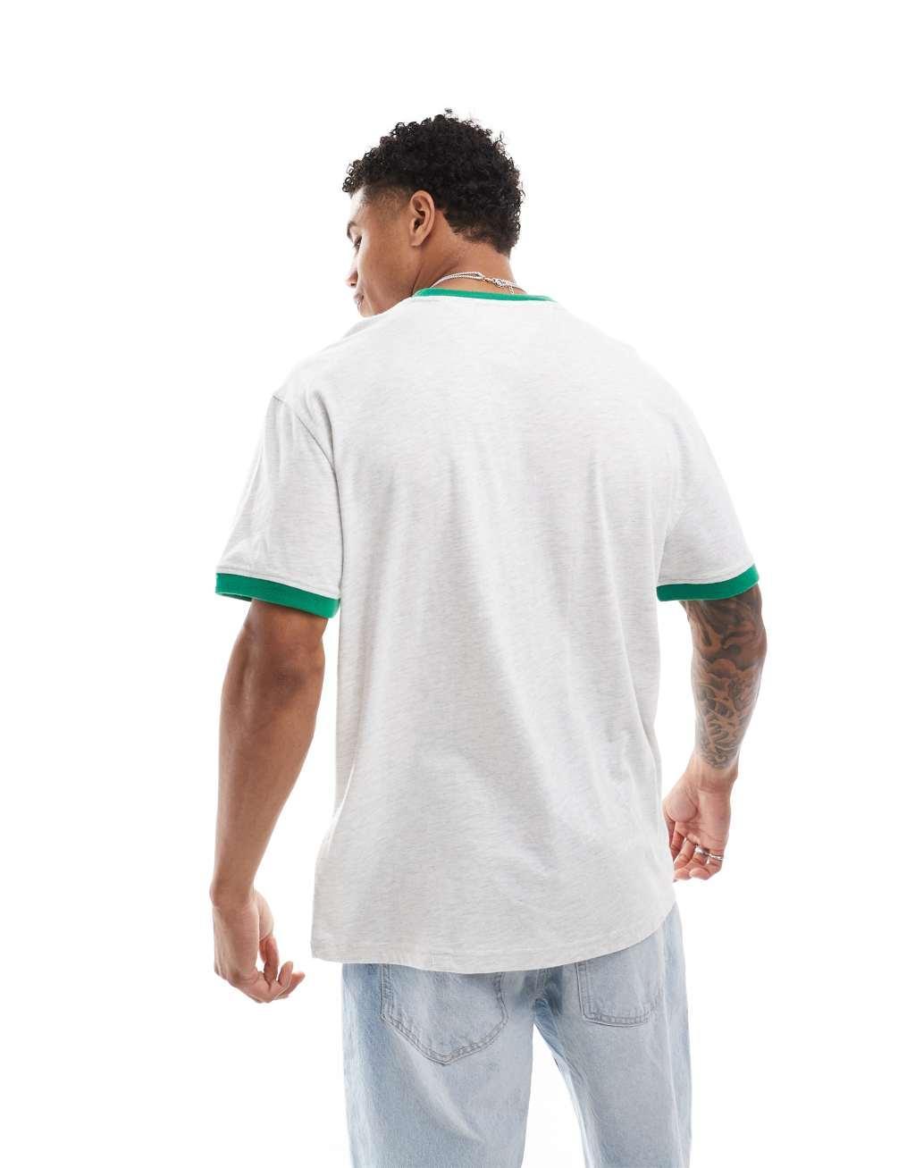 Tommy Jeans linear logo ringer T-shirt in white Product Image