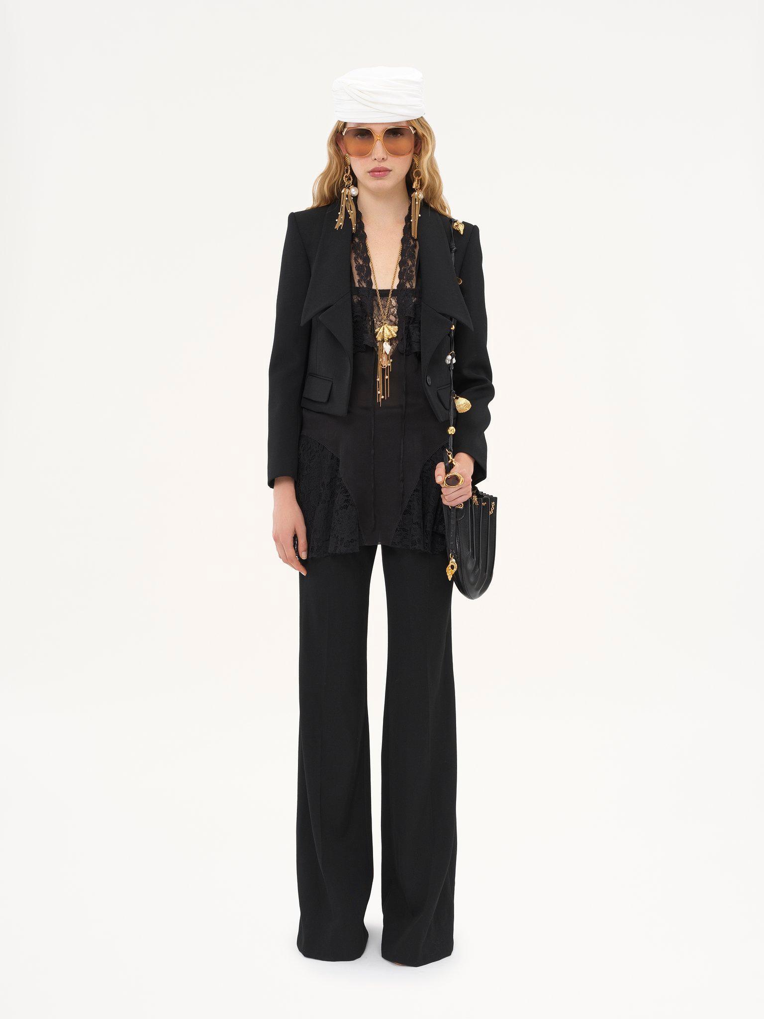 Flared tailored pants in wool gabardine Product Image