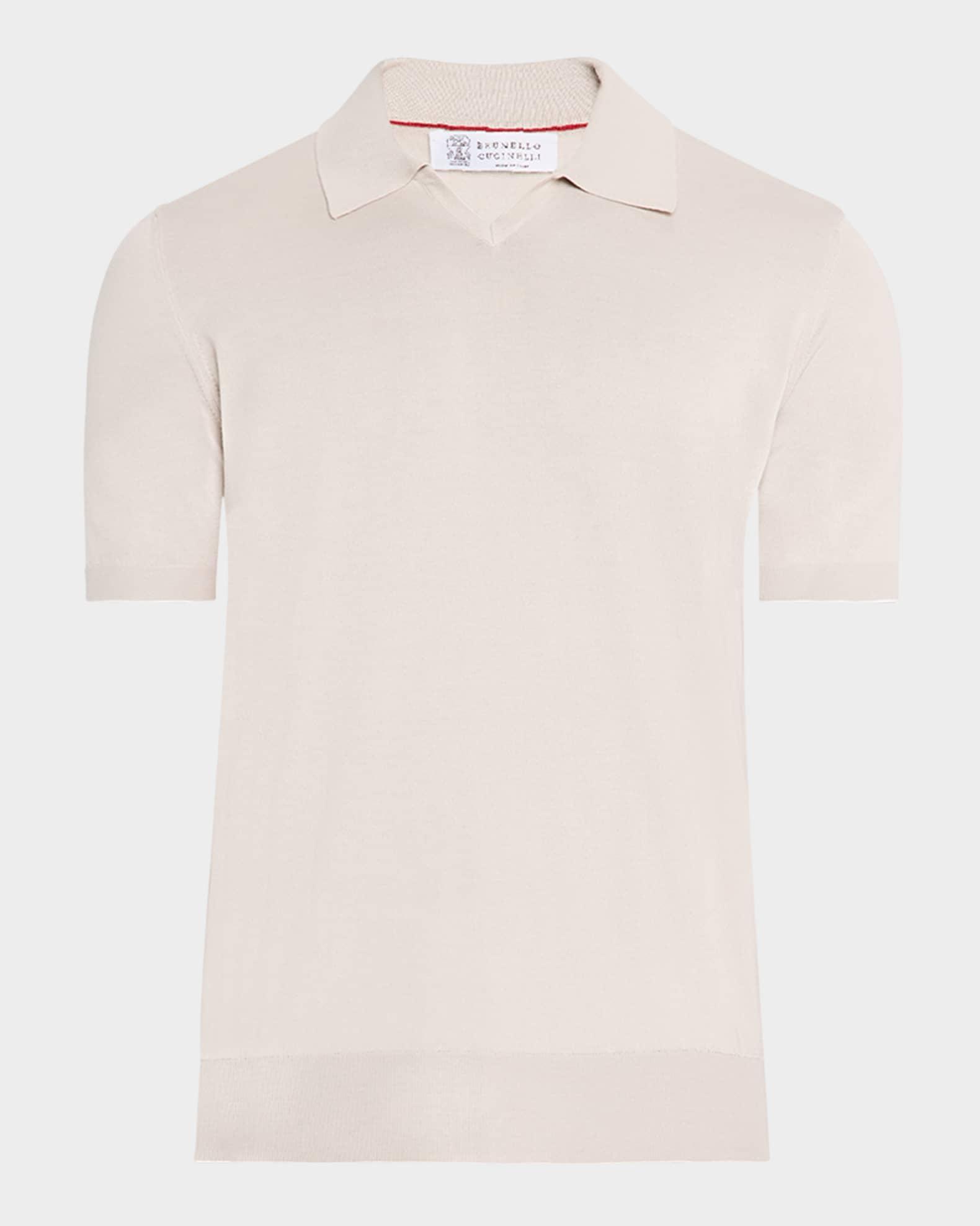 Men's Cotton Johnny Collar Short-Sleeve Polo Sweater Product Image