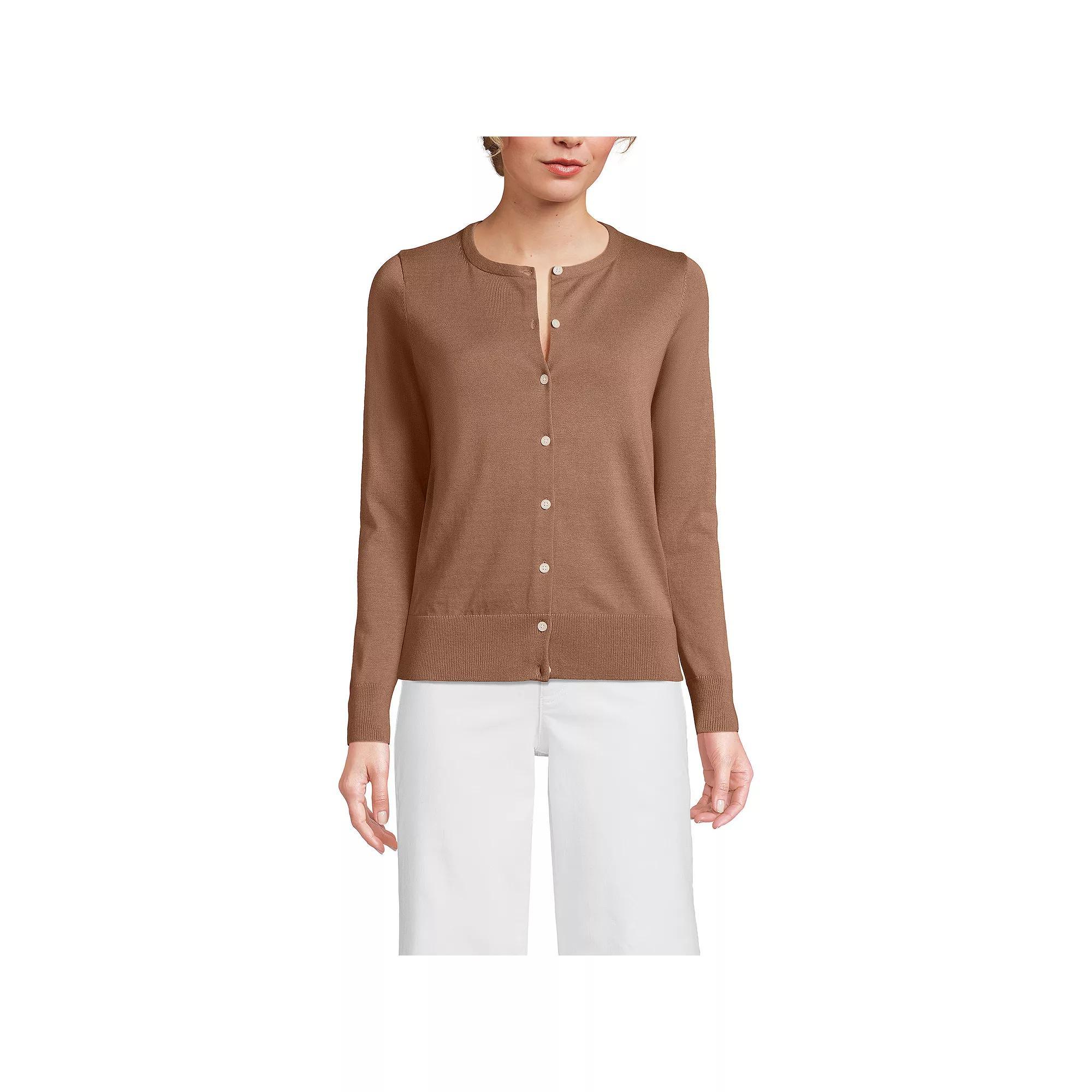 Womens Lands End Fine-Gauge Cotton Cardigan Sweater Product Image
