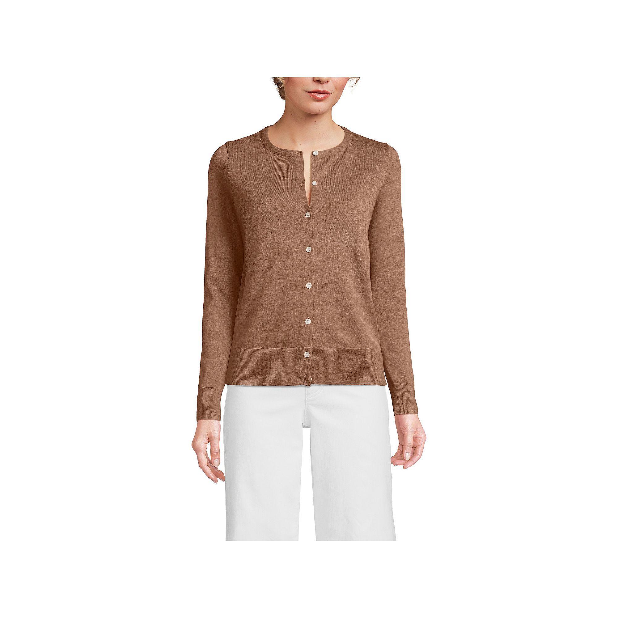 Womens Lands End Fine-Gauge Cotton Cardigan Sweater Product Image