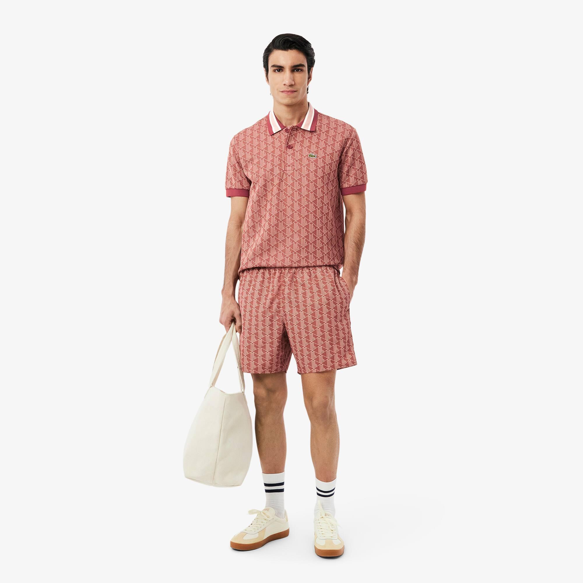 Mid Length Monogram Print Swim Trunks Product Image