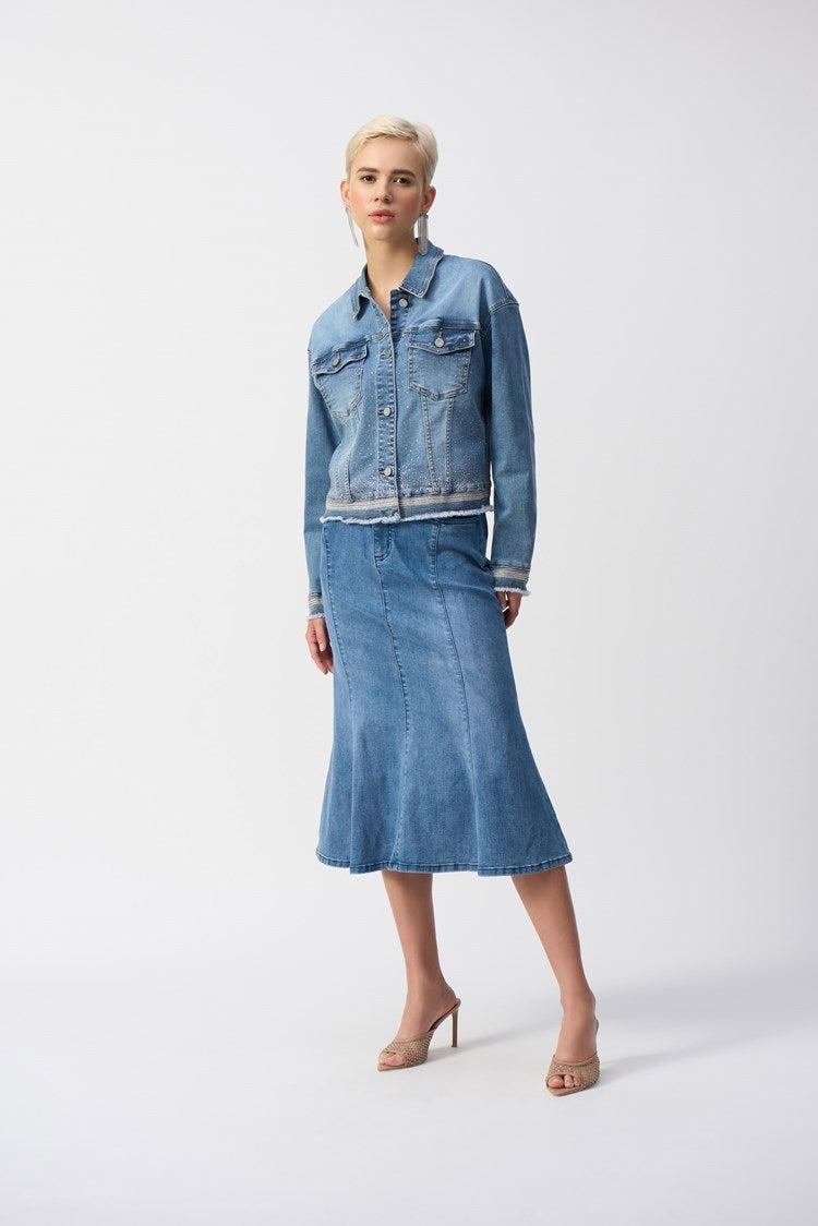 Stretch Denim Jacket with Embroidery Product Image