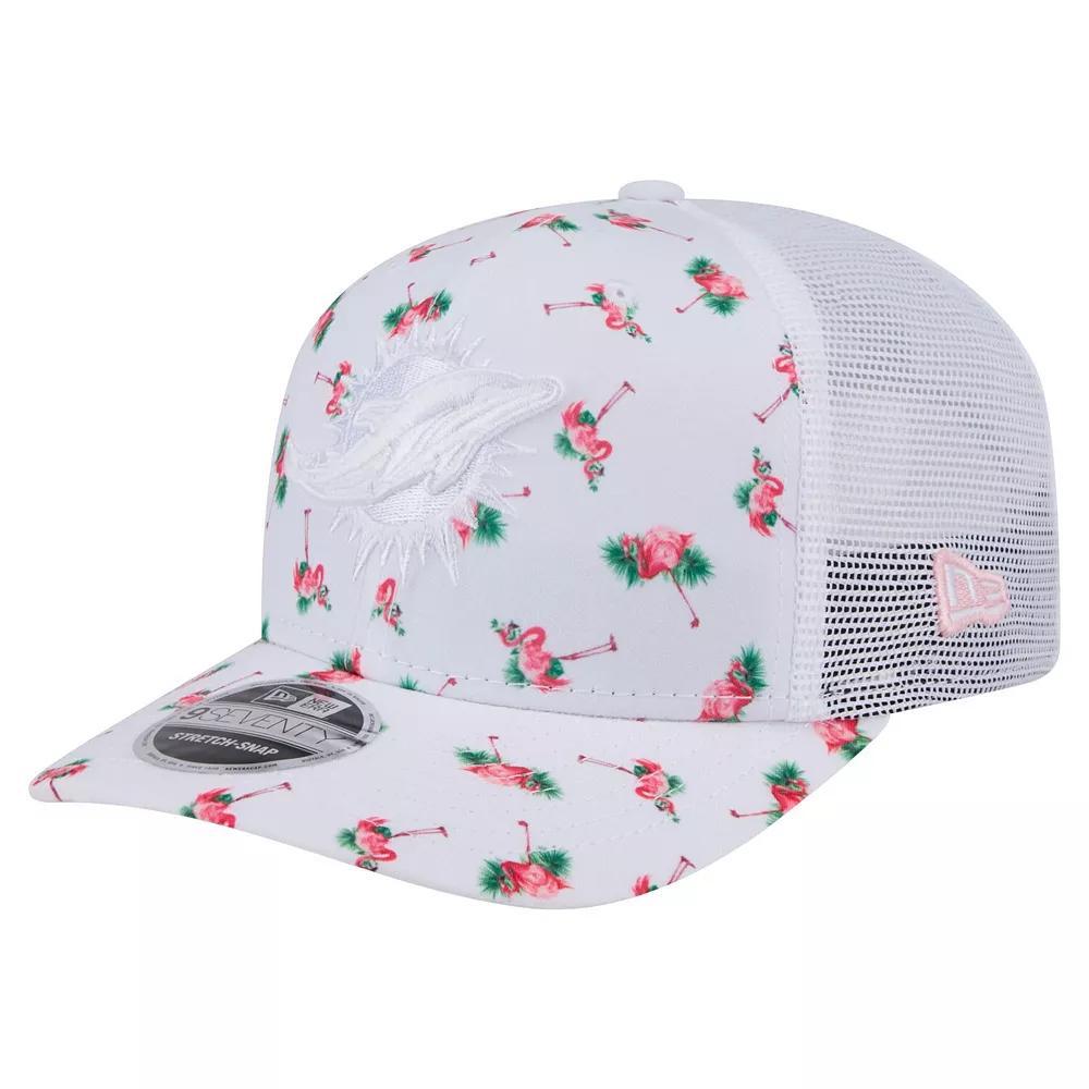 Men's New Era White Miami Dolphins Adventure Flamingo Pattern 9SEVENTY Stretch-Snap Hat Product Image
