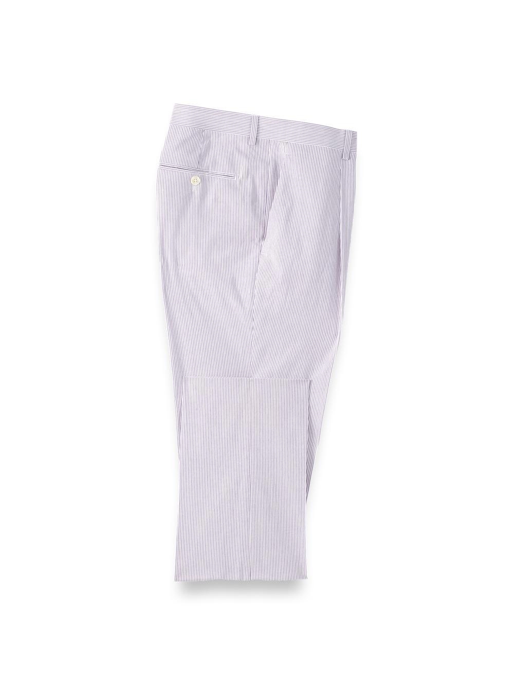 Cotton Stretch Stripe Seersucker Single Pleat Suit Pants - Purple/white Product Image