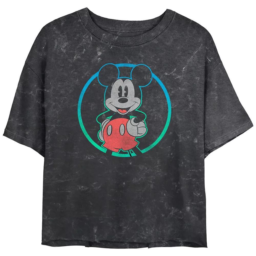 Disney's Mickey Mouse Mineral Wash Juniors' Cropped Graphic Tee, Women's, Size: XXL, Black Product Image