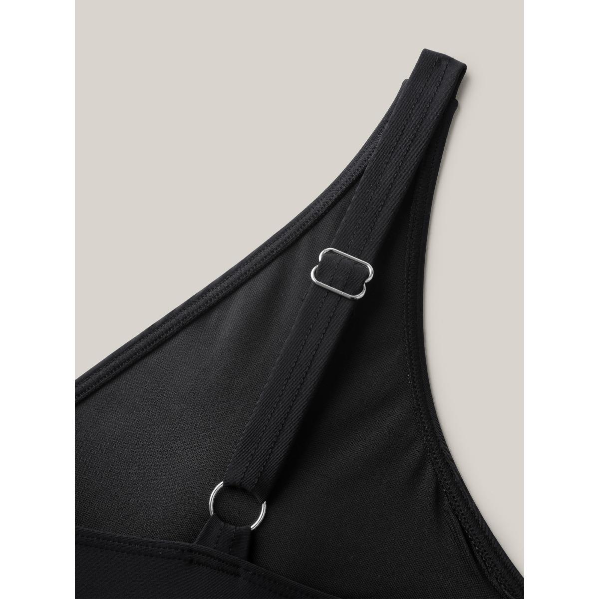 Plus Size Cross-Over Sheer One-Piece Swimsuit Women's Swimwear Black Beach Gathered Curve Bathing Suits High stretch One Pieces BloomChic 14-16/1X Product Image